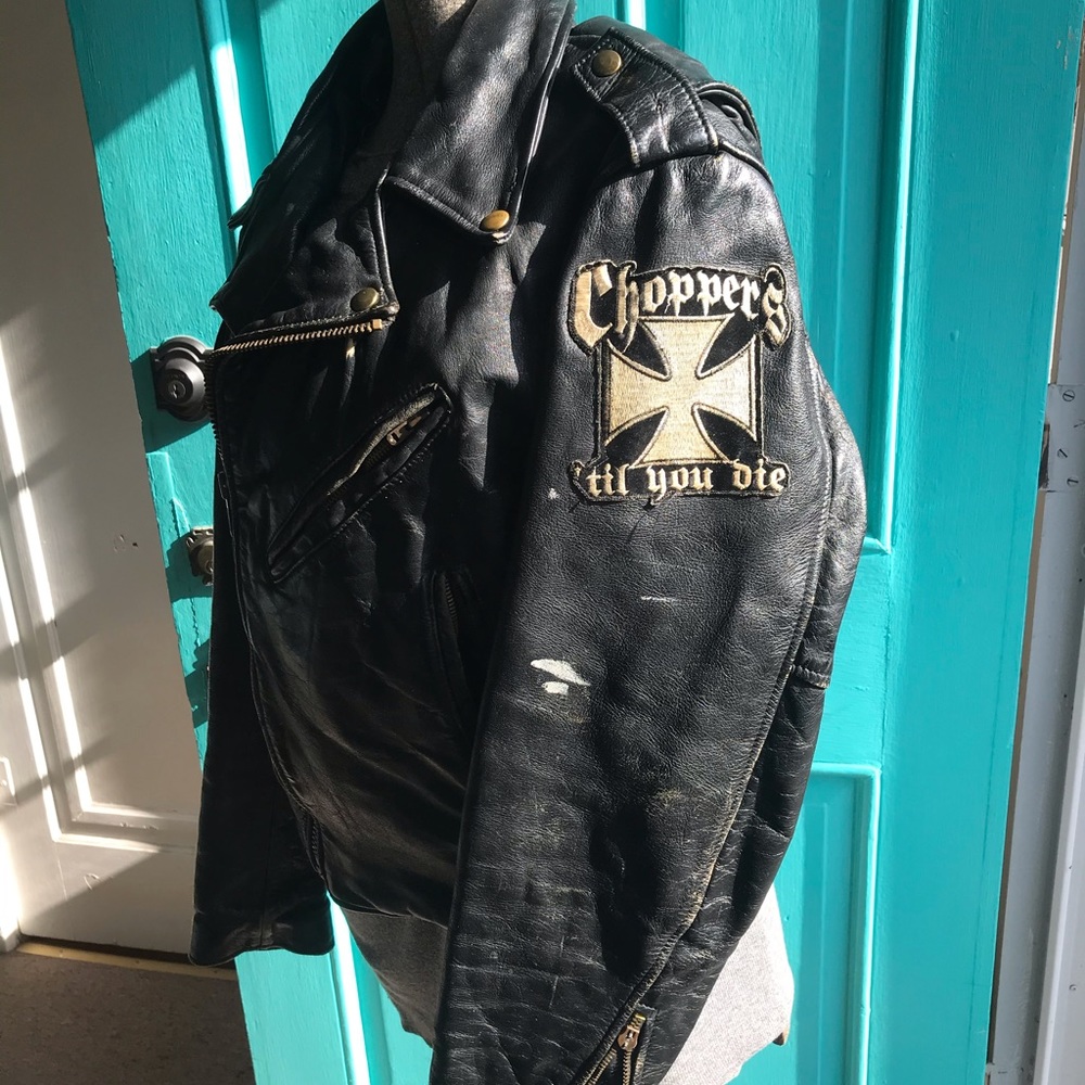Vintage leather motorcycle jacket